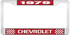 1979 Chevrolet Red And Chrome License Plate Frame With White Lettering - image 1