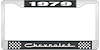 1979 Chevrolet Black And Chrome License Plate Frame With White Lettering - image 1