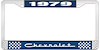 1979 Chevrolet Blue And Chrome License Plate Frame With White Lettering - image 1