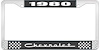 1980 Chevrolet Black And Chrome License Plate Frame With White Lettering - image 1