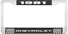 1981 Chevrolet Black And Chrome License Plate Frame With White Lettering - image 1
