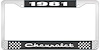 1981 Chevrolet Black And Chrome License Plate Frame With White Lettering - image 1