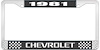 1981 Chevrolet Black And Chrome License Plate Frame With White Lettering - image 1