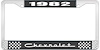 1982 Chevrolet Black And Chrome License Plate Frame With White Lettering - image 1