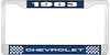 1983 Chevrolet Blue And Chrome License Plate Frame With White Lettering - image 1