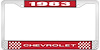 1983 Chevrolet Red And Chrome License Plate Frame With White Lettering - image 1
