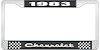 1983 Chevrolet Black And Chrome License Plate Frame With White Lettering - image 1