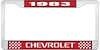 1983 Chevrolet Red And Chrome License Plate Frame With White Lettering - image 1