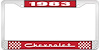 1983 Chevrolet Red And Chrome License Plate Frame With White Lettering - image 1
