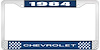 1984 Chevrolet Blue And Chrome License Plate Frame With White Lettering - image 1