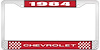 1984 Chevrolet Red And Chrome License Plate Frame With White Lettering - image 1