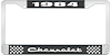1984 Chevrolet Black And Chrome License Plate Frame With White Lettering - image 1