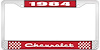 1984 Chevrolet Red And Chrome License Plate Frame With White Lettering - image 1