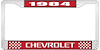 1984 Chevrolet Red And Chrome License Plate Frame With White Lettering - image 1
