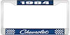 1984 Chevrolet Blue And Chrome License Plate Frame With White Lettering - image 1