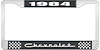 1984 Chevrolet Black And Chrome License Plate Frame With White Lettering - image 1