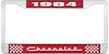 1984 Chevrolet Red And Chrome License Plate Frame With White Lettering - image 1