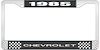 1985 Chevrolet Black And Chrome License Plate Frame With White Lettering - image 1