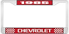 1985 Chevrolet Red And Chrome License Plate Frame With White Lettering - image 1
