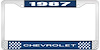 1987 Chevrolet Blue And Chrome License Plate Frame With White Lettering - image 1