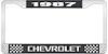 1987 Chevrolet Black And Chrome License Plate Frame With White Lettering - image 1