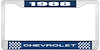 1988 Chevrolet Blue And Chrome License Plate Frame With White Lettering - image 1