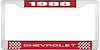 1988 Chevrolet Red And Chrome License Plate Frame With White Lettering - image 1