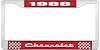 1988 Chevrolet Red And Chrome License Plate Frame With White Lettering - image 1