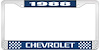 1988 Chevrolet Blue And Chrome License Plate Frame With White Lettering - image 1