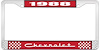 1988 Chevrolet Red And Chrome License Plate Frame With White Lettering - image 1