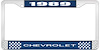 1989 Chevrolet Blue And Chrome License Plate Frame With White Lettering - image 1