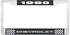 1990 Chevrolet Black And Chrome License Plate Frame With White Lettering - image 1