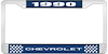 1990 Chevrolet Blue And Chrome License Plate Frame With White Lettering - image 1