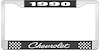 1990 Chevrolet Black And Chrome License Plate Frame With White Lettering - image 1