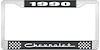 1990 Chevrolet Black And Chrome License Plate Frame With White Lettering - image 1