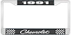 1991 Chevrolet Black And Chrome License Plate Frame With White Lettering - image 1