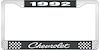 1992 Chevrolet Black And Chrome License Plate Frame With White Lettering - image 1