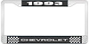 1993 Chevrolet Black And Chrome License Plate Frame With White Lettering - image 1