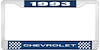 1993 Chevrolet Blue And Chrome License Plate Frame With White Lettering - image 1
