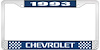 1993 Chevrolet Blue And Chrome License Plate Frame With White Lettering - image 1