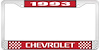 1993 Chevrolet Red And Chrome License Plate Frame With White Lettering - image 1