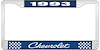 1993 Chevrolet Blue And Chrome License Plate Frame With White Lettering - image 1