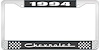 1994 Chevrolet Black And Chrome License Plate Frame With White Lettering - image 1