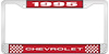 1995 Chevrolet Red And Chrome License Plate Frame With White Lettering - image 1