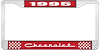 1995 Chevrolet Red And Chrome License Plate Frame With White Lettering - image 1