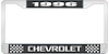 1996 Chevrolet Black And Chrome License Plate Frame With White Lettering - image 1