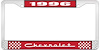 1996 Chevrolet Red And Chrome License Plate Frame With White Lettering - image 1