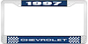 1997 Chevrolet Blue And Chrome License Plate Frame With White Lettering - image 1