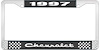 1997 Chevrolet Black And Chrome License Plate Frame With White Lettering - image 1