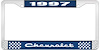 1997 Chevrolet Blue And Chrome License Plate Frame With White Lettering - image 1